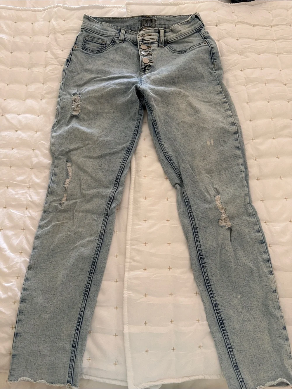 Justice Light Wash Skinny Jeans - Pale Blue